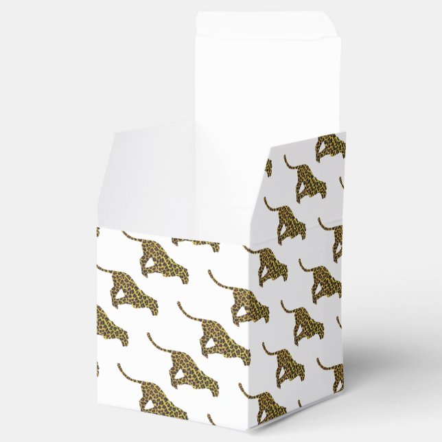 Leopard Brown and Yellow Siloette Favor Box (Opened)