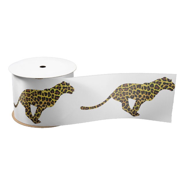 Leopard Brown and Yellow Siloette Satin Ribbon (Spool)