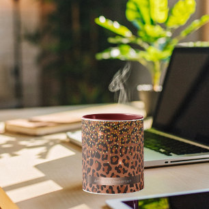 Leopard brown black golden bronze mug