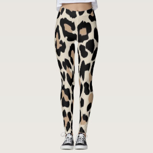 Leopard brown & black skin print leggings