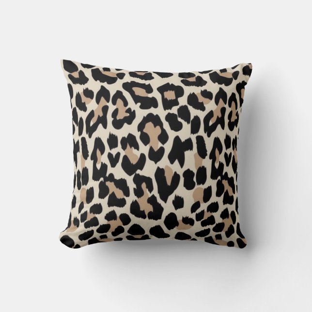 Leopard brown & black skin print throw pillow (Front)