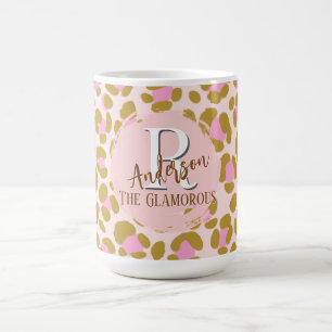 Leopard Brown Pink Beige Personalized Coffee Mug