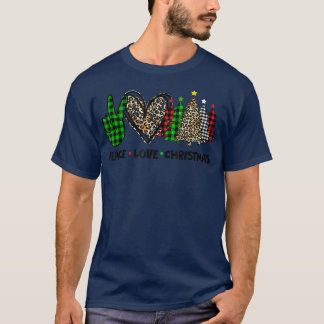 Leopard buffalo christmas tree mas peace love chri T-Shirt