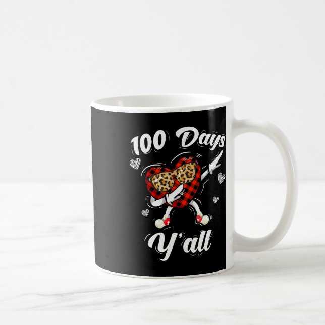 Leopard Buffalo Plaid 100 Days Y'all Of School Dab Coffee Mug (Right)