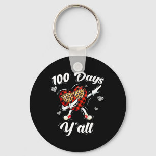 Leopard Buffalo Plaid 100 Days Y'all Of School Dab Keychain