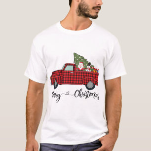 Leopard Buffalo Plaid Christmas Tree Vintage Wagon T-Shirt