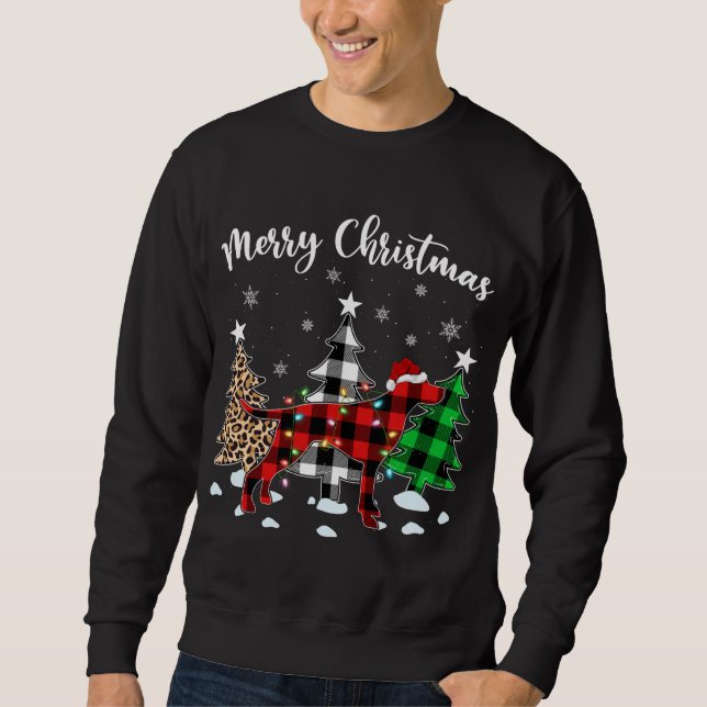 Leopard Buffalo Plaid English Pointer Dog Christma Sweatshirt (Front)