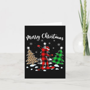 Leopard Buffalo Plaid Snowboarding Player Christma Card