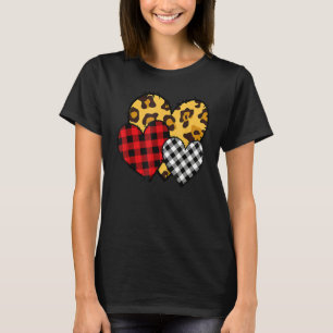 Leopard Buffalo Red Black Plaid Heart Funny Valent T-Shirt
