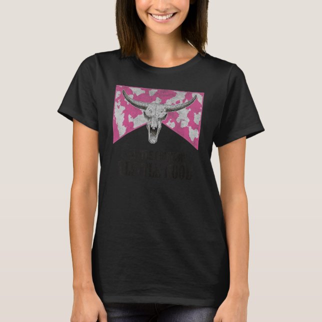 Leopard Bull Skull Western A little country a litt T-Shirt (Front)