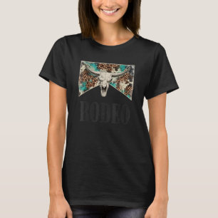 Leopard Bull Skull Western Life Country Music Rode T-Shirt