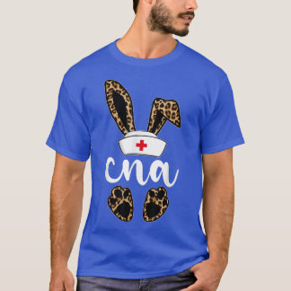 Leopard Bunny CNA Nurse Happy Easter Eggs Hunter N T-Shirt