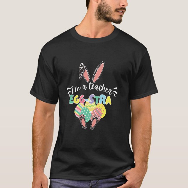 Leopard Bunny Easter Teacher Egg Stra Classroom Eg T-Shirt (Front)