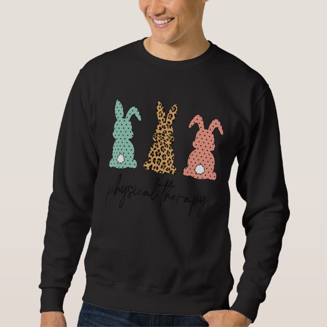 Leopard Bunny Physical Therapy Easter Pta Pediatri Sweatshirt (Front)
