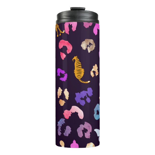 Leopard Butterfly Black Thermal Tumbler (Front)
