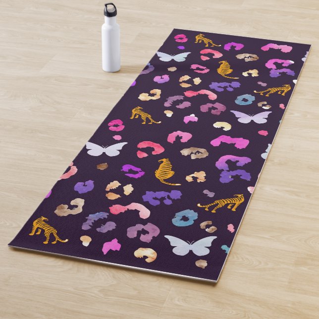Leopard butterfly Black Yoga Mat (In Situ)