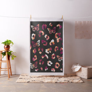 Leopard butterfly watercolor pattern fabric
