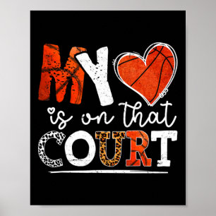Leopard Bysketbyll Mom My Heart Is On That Court M Poster