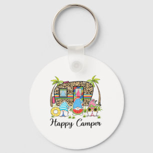 Leopard Camping Rv Gnome Camper Happy Summer Campi Keychain