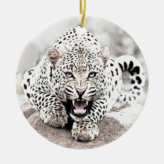 Leopard Ceramic Ornament (Front)