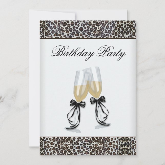 Leopard Chandelier Womans Birthday Party Invitation (Front)