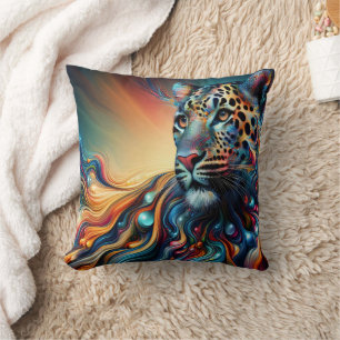 Leopard Charm: Majestic Jungle Escape Throw Pillow