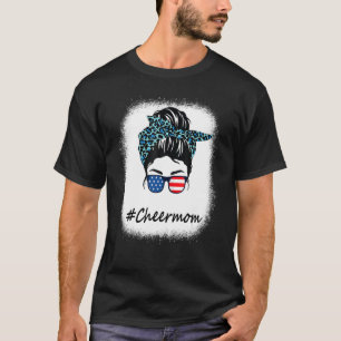 Leopard Cheer Mom Messy Bun Mother's Day T-Shirt