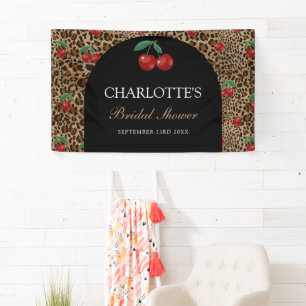 Leopard Cheetah Animal Print Cherry Bridal Shower Banner