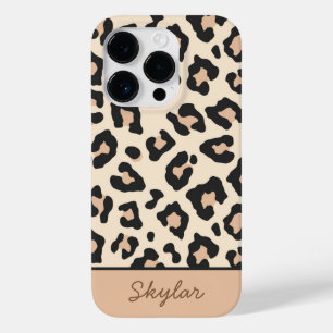 Leopard Cheetah Animal Print Custom Cursive Name Case-Mate iPhone 14 Pro Case