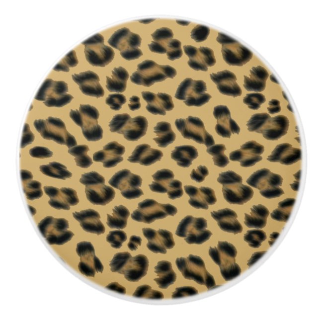Leopard Cheetah Animal Print Pattern Ceramic Knob (Front)