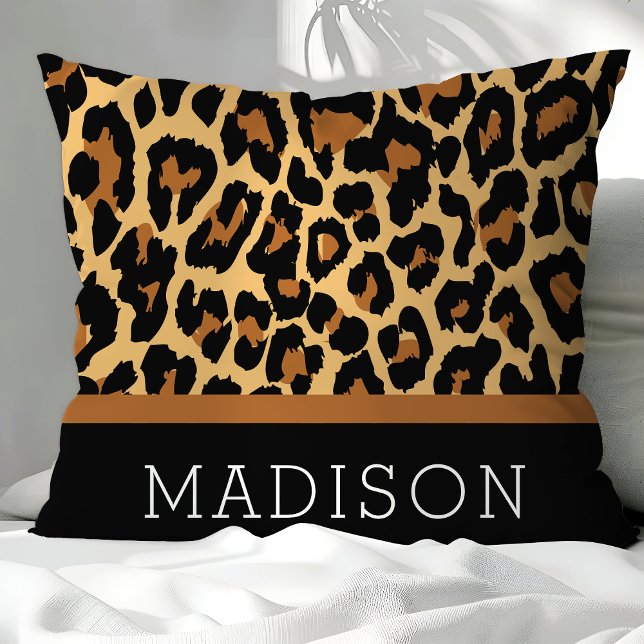 Leopard Cheetah Animal Print Pattern Personalized Throw Pillow (Creator Uploaded)