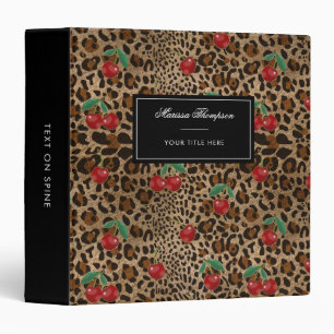 Leopard Cheetah Animal Print Red Cherry Pattern Binder