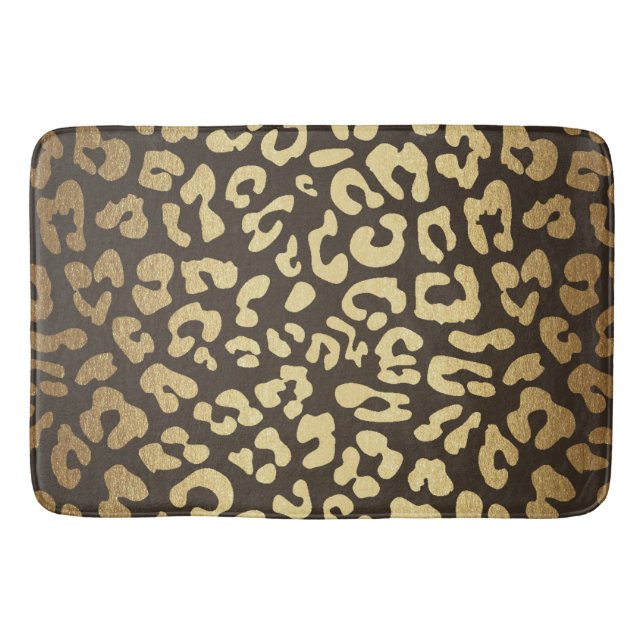 Leopard Cheetah Animal Skin Print Modern Glam Gold Bath Mat (Front)