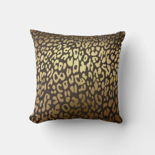 Leopard Cheetah Animal Skin Print Modern Glam Gold Throw Pillow