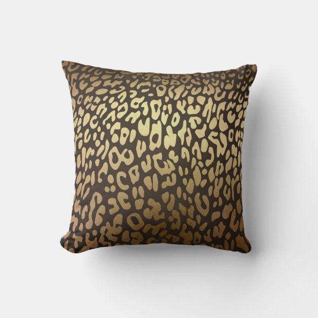 Leopard Cheetah Animal Skin Print Modern Glam Gold Throw Pillow (Front)