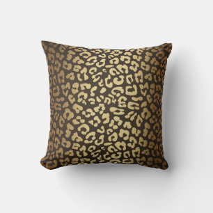 Leopard Cheetah Animal Skin Print Modern Glam Gold Throw Pillow