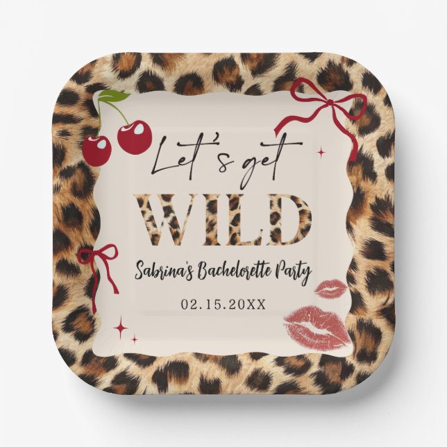Leopard Cheetah Bachelorette Party Paper Plates (Front)