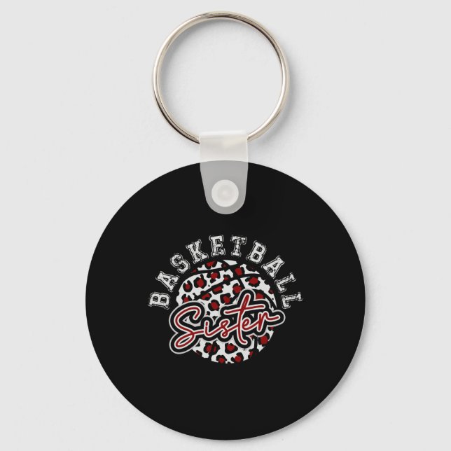 Leopard Cheetah Bysketbyll Sister  Keychain (Front)