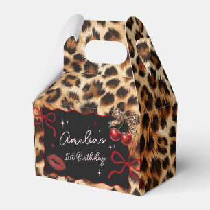 Leopard Cheetah Cherry Birthday Favor Box