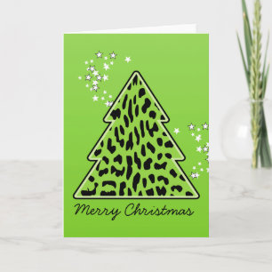 Leopard cheetah Christmas Tree Greeting Card