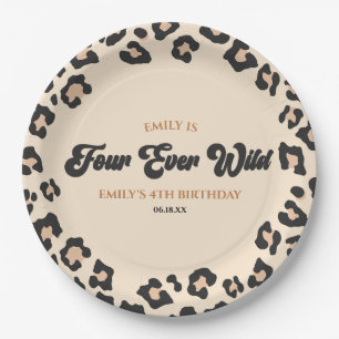 Leopard Cheetah Four Ever Wild 4th Birthday Party Paper Plate