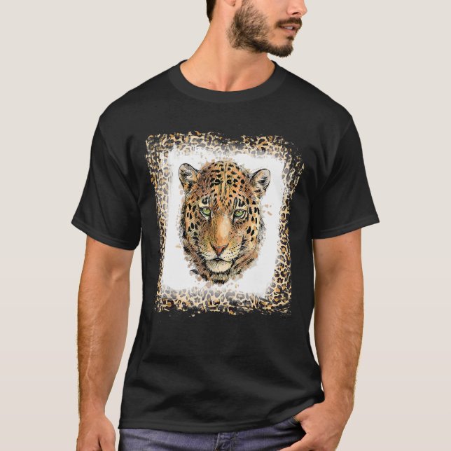 Leopard Cheetah Jaguar Head Watercolor Animal T-Shirt (Front)