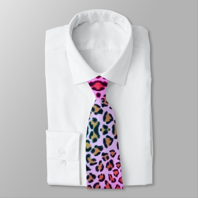Leopard cheetah pink pattern    tie (Tied)