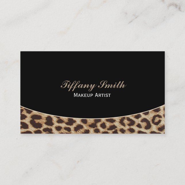 Leopard Cheetah Print Black Business Card (Front)