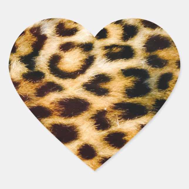 Leopard Cheetah Print Faux Fur Heart Sticker (Front)