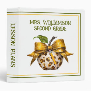 Leopard Cheetah Print Teacher's Apple Binder