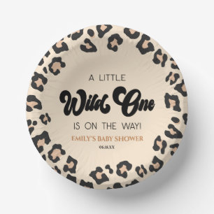Leopard Cheetah Print Wild One Baby Shower Paper Plate