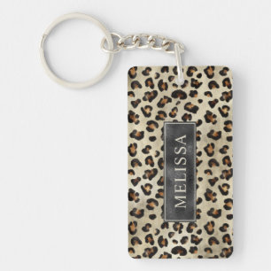 Leopard Cheetah Print With Black Faux Foil And Nam Keychain