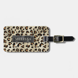 Leopard Cheetah Print With Black Faux Foil And Nam Luggage Tag