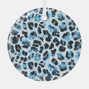 Leopard Cheetah Skin: Watercolor Vintage Tie Dye Glass Ornament